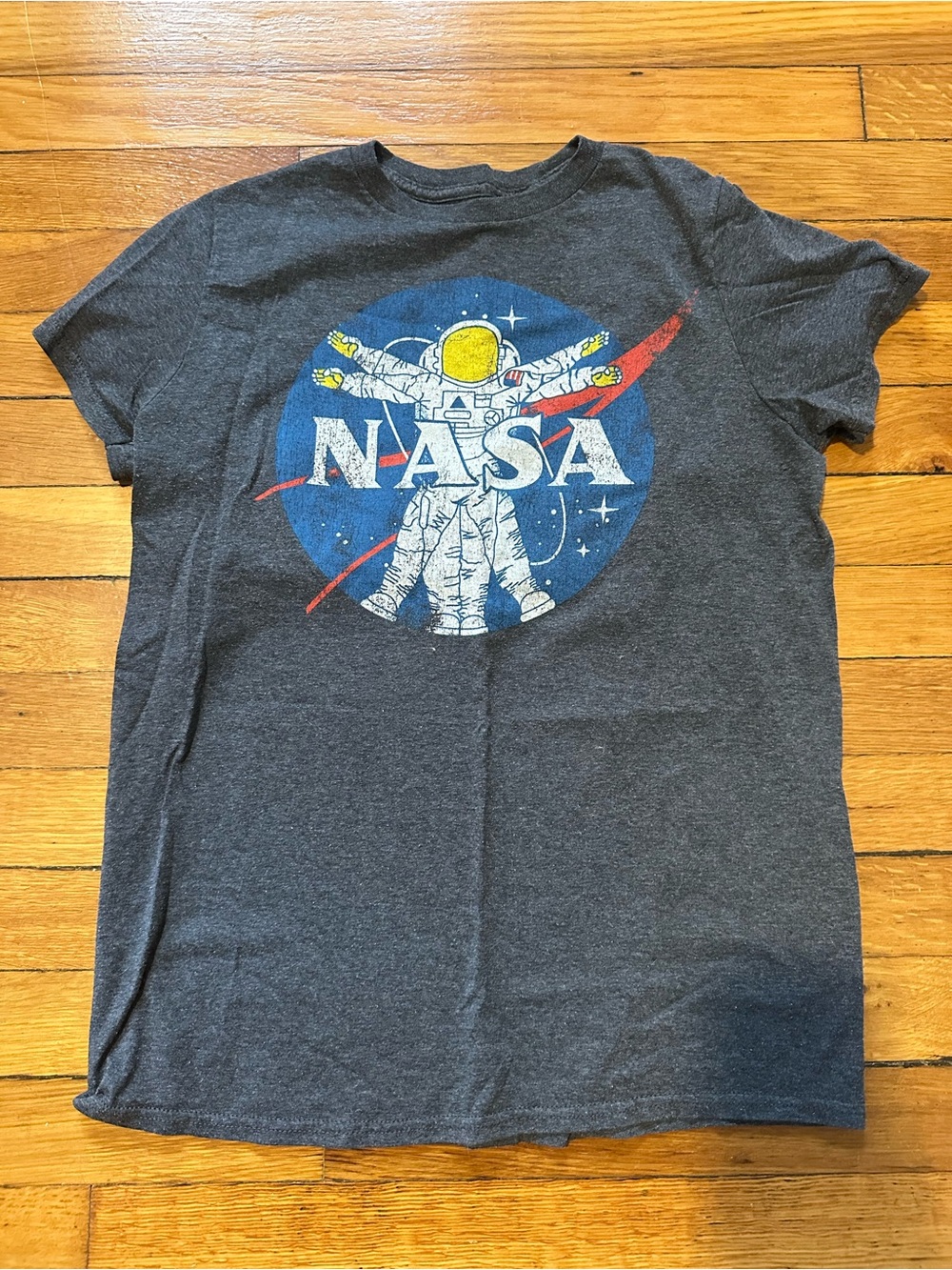 NASA Graphic Short Sleeve Tee - Charcoal Gray with Yellow Accent
